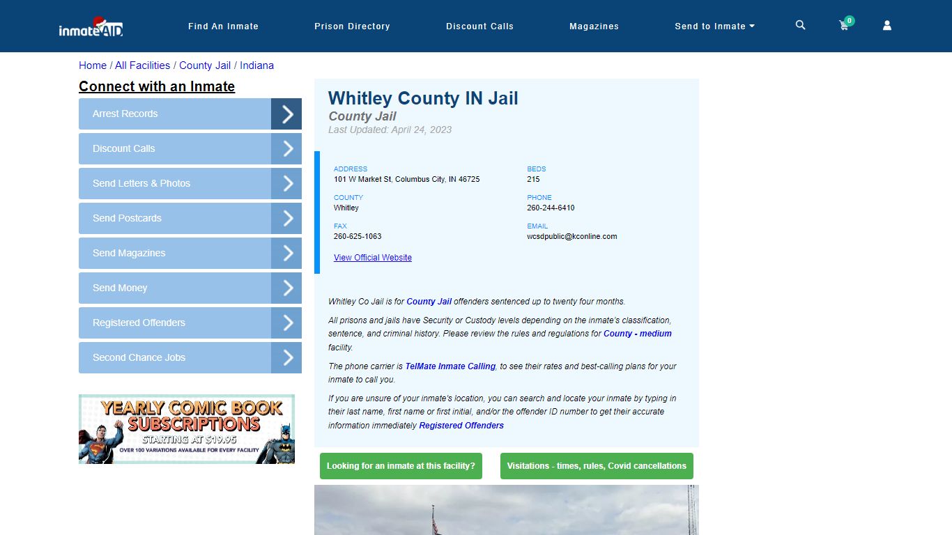 Whitley County IN Jail - Inmate Locator - Columbus City, IN