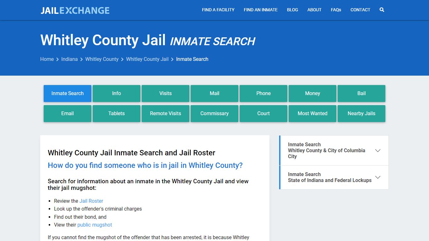Inmate Search: Roster & Mugshots - Whitley County Jail, IN